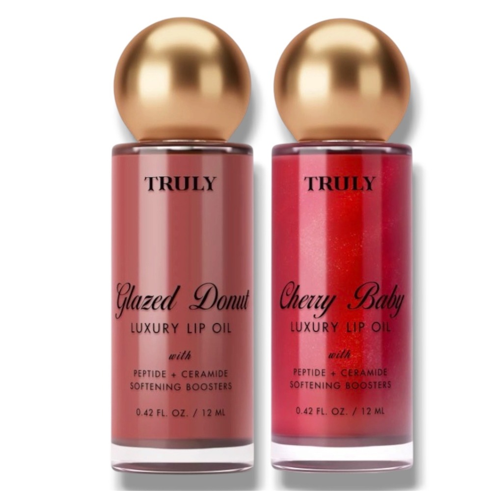 Truly Luxury Lip Oil Glazed‎ Donut Cherry Baby Peptide Ceramide Plumping Set New